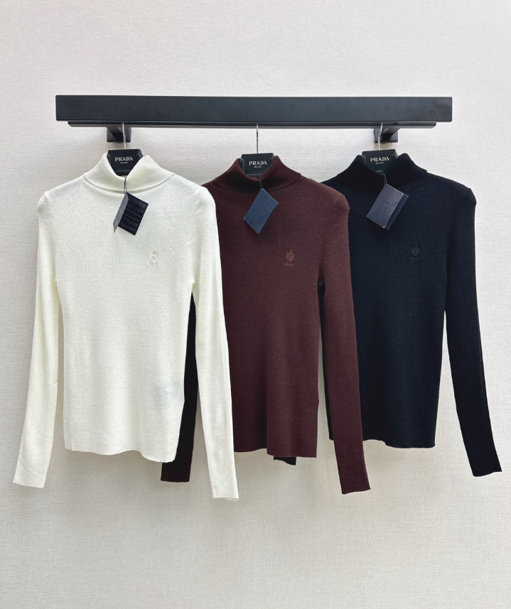 26 Fall/Winter Latest Small Logo Embroidered Wool Turtleneck Top