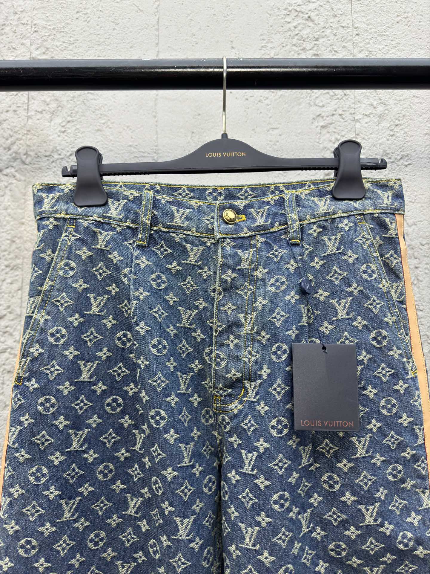 Jacquard full-print seam jeans