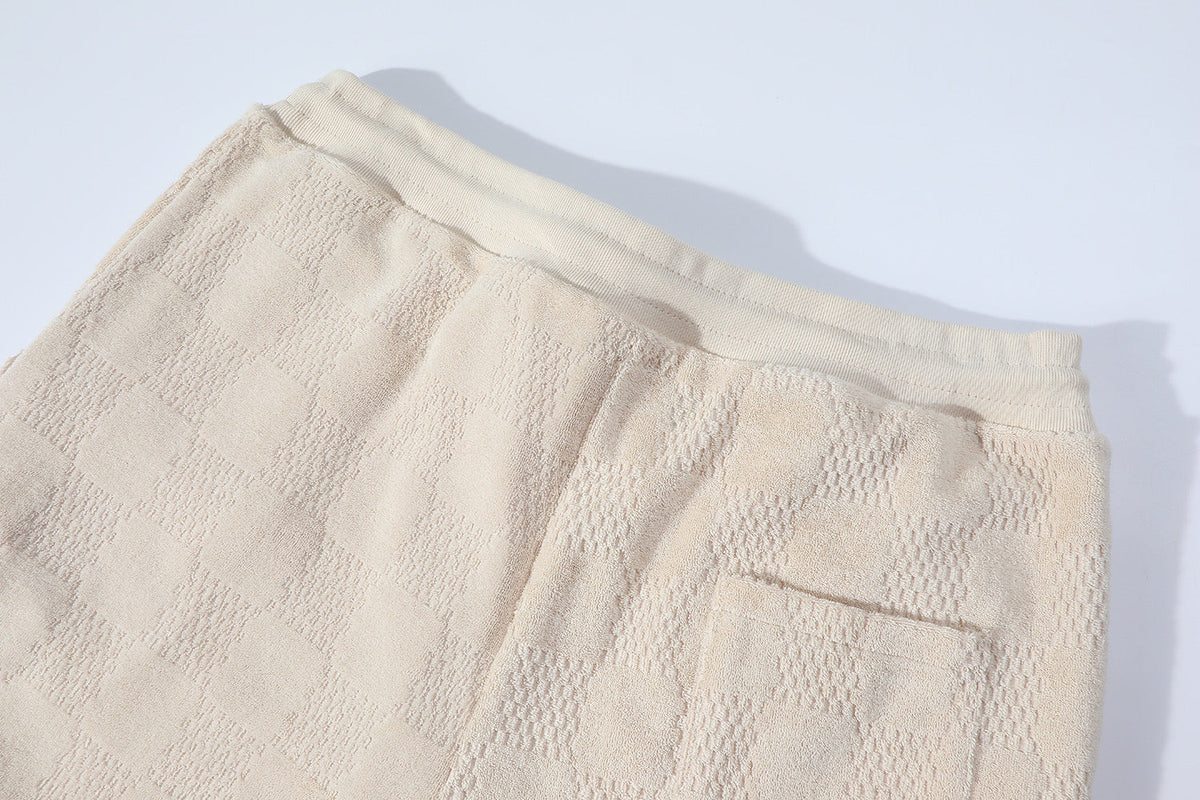 Cotton drawstring terry casual shorts