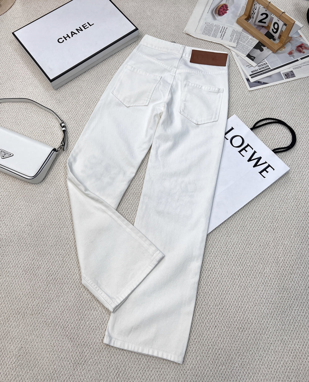 Classic white denim trousers