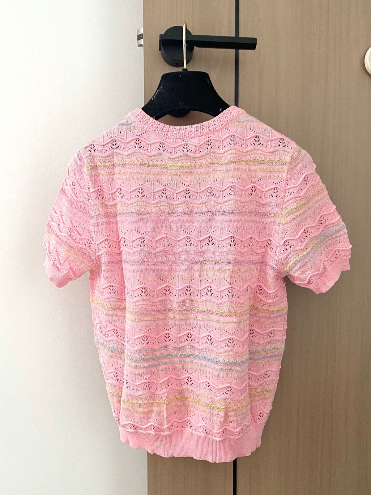 Breathable striped crew neck short sleeves