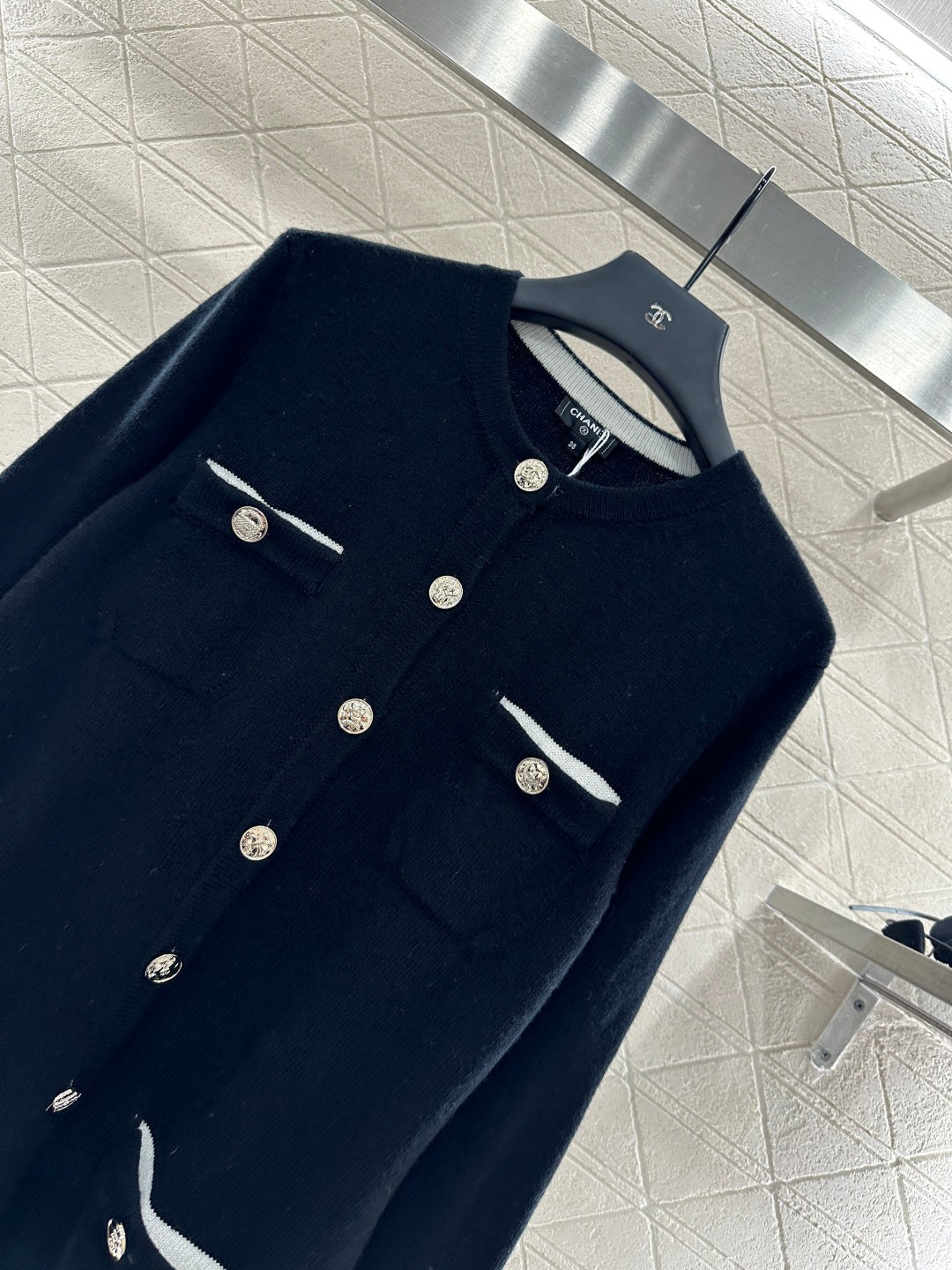 Contrast-Color Belted Knit Cardigan