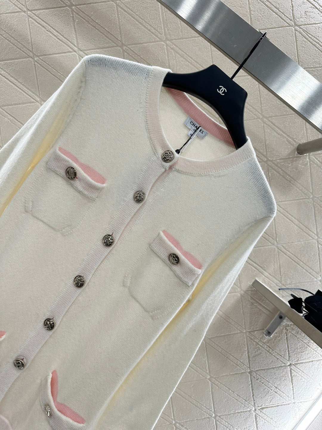 Contrast-Color Belted Knit Cardigan