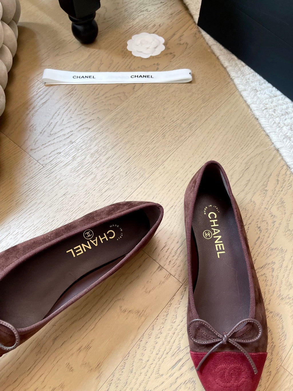 Suede ballet shoes