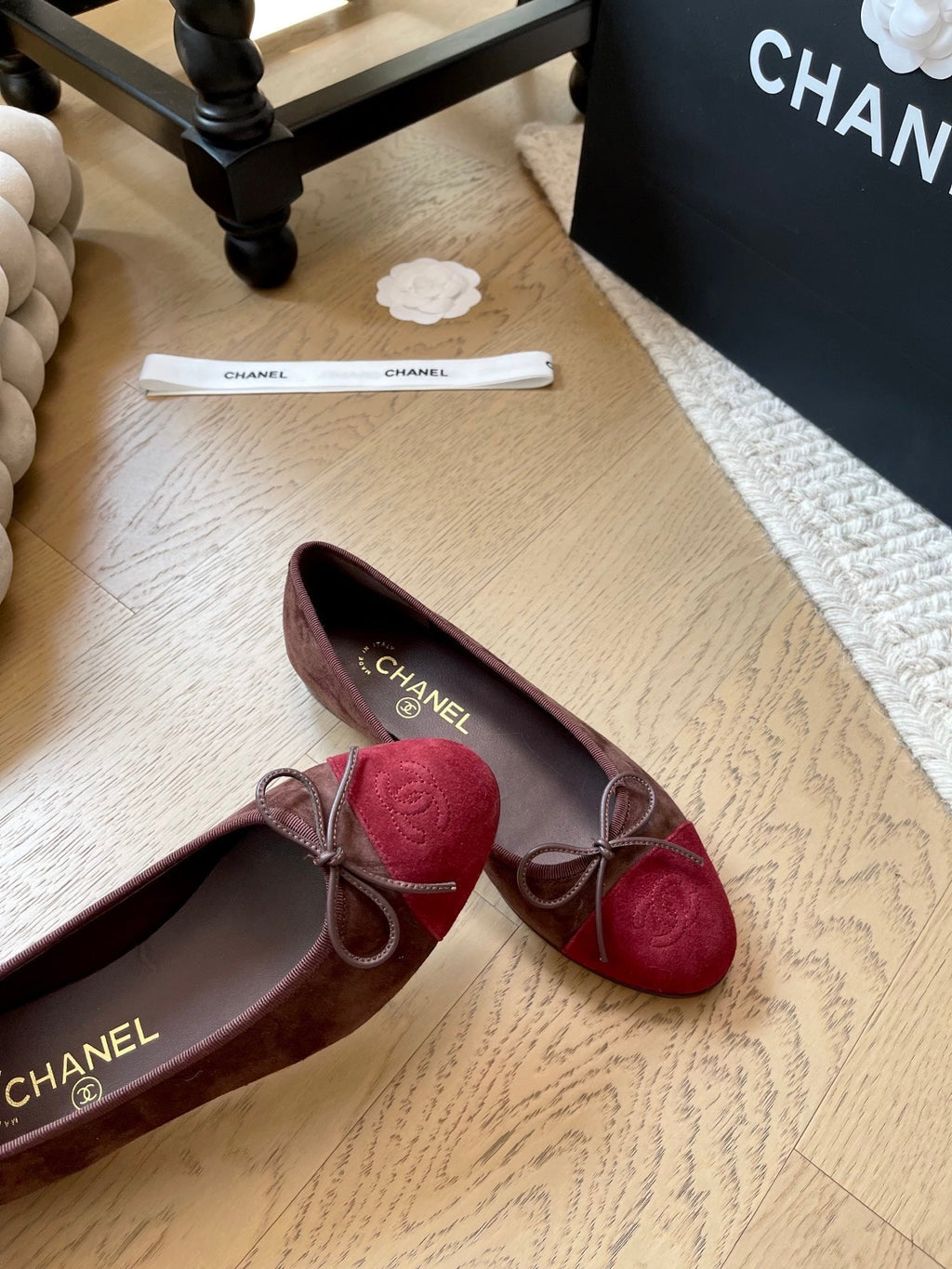 Suede ballet shoes