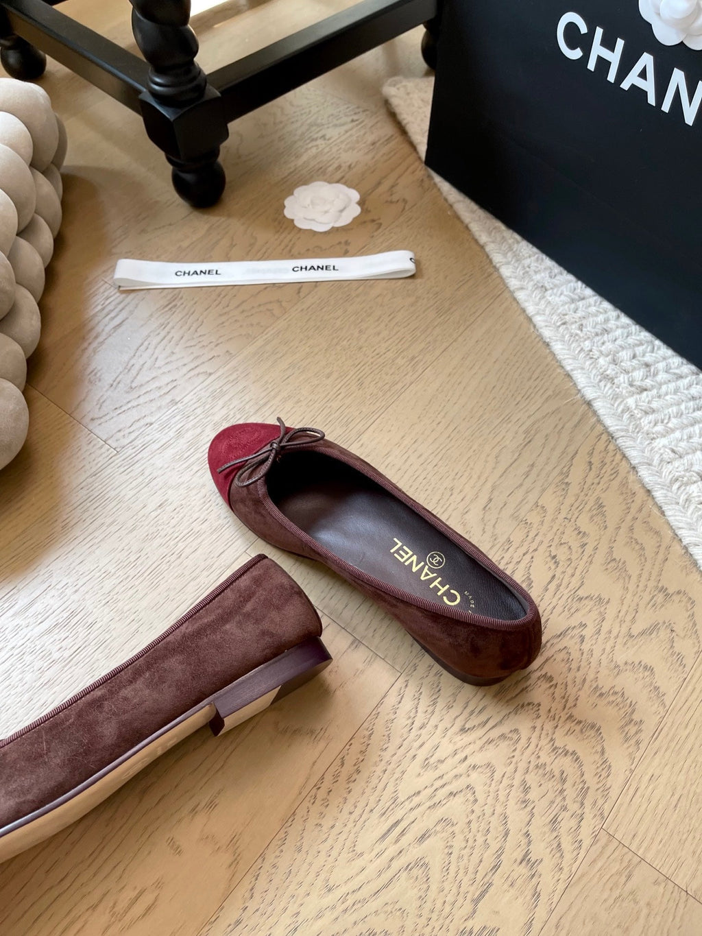 Suede ballet shoes