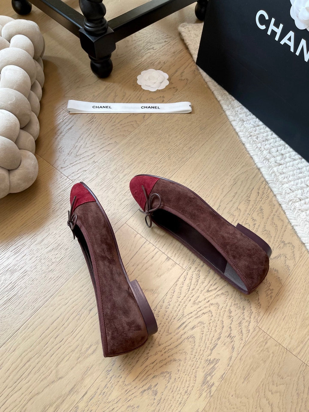 Suede ballet shoes