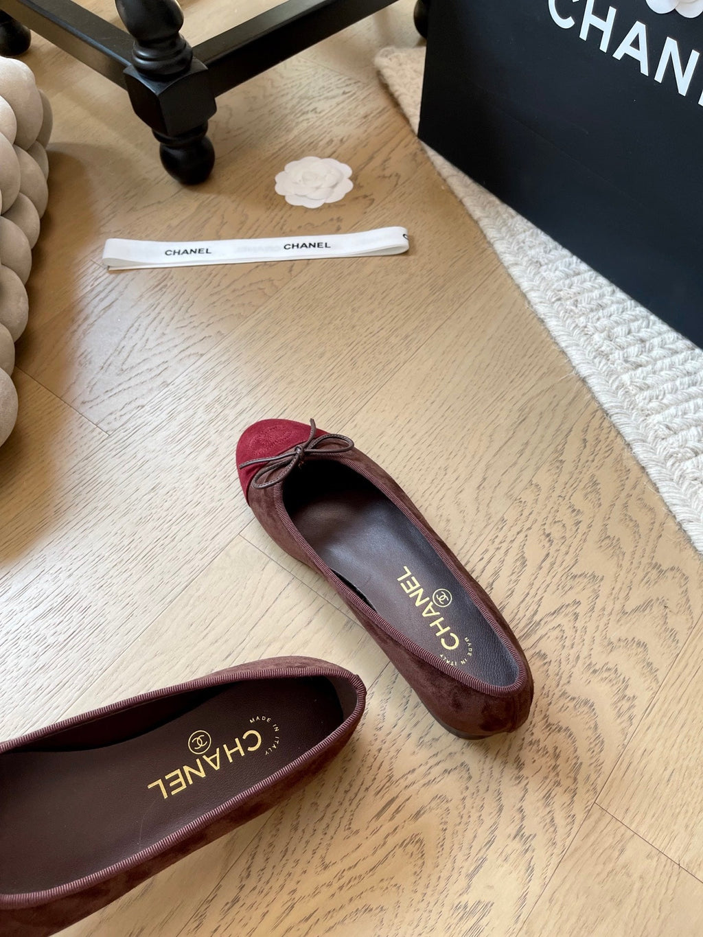 Suede ballet shoes