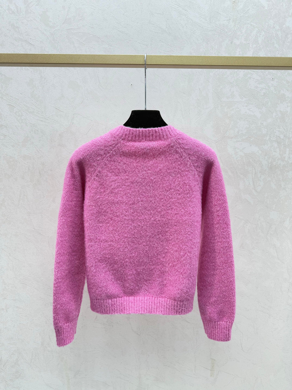 Solid color simple round neck knitted long-sleeved cardigan