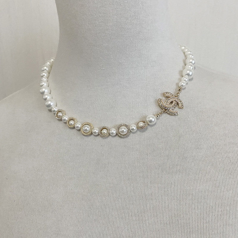 Crystal Pearl Letter Necklace