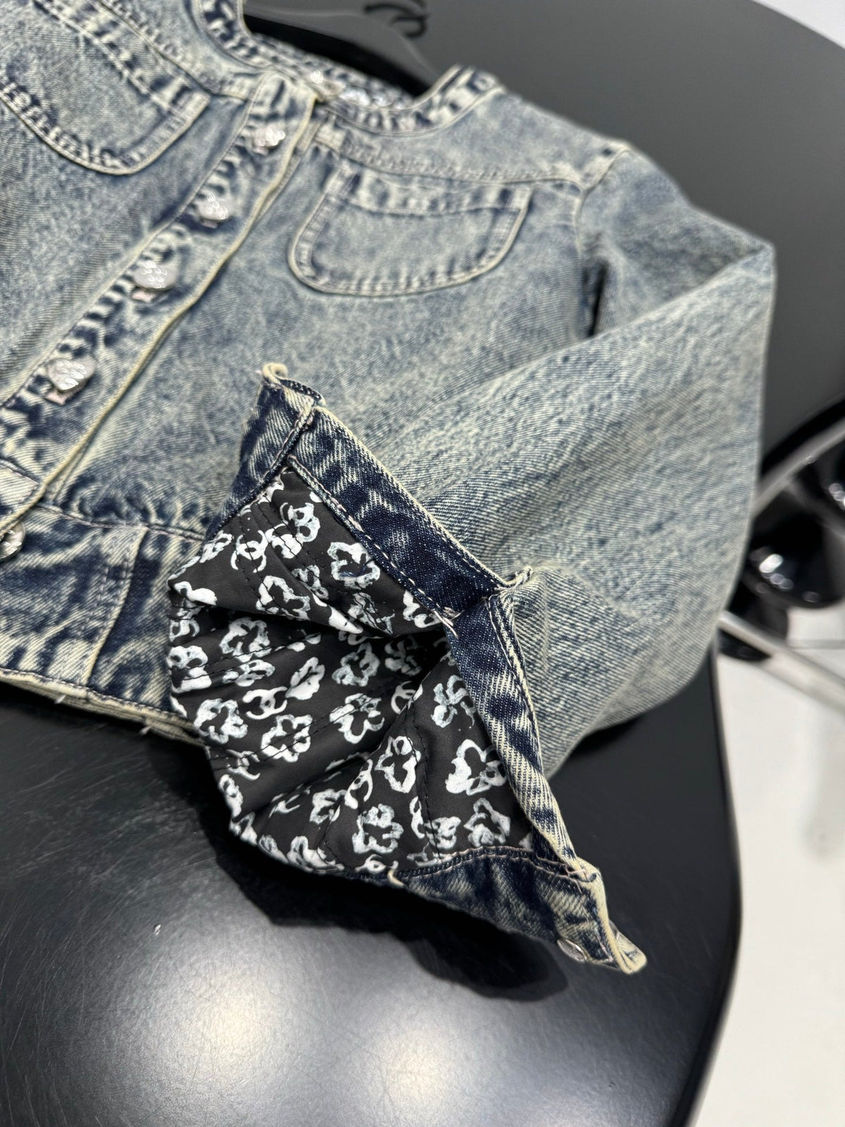 Denim Floral Quilted Jacket