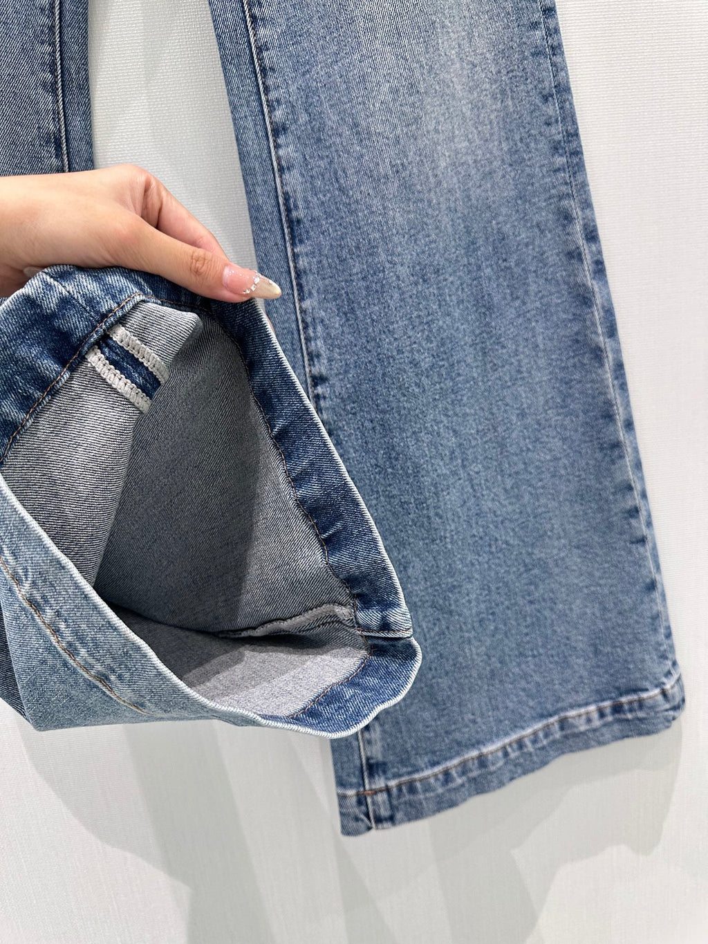 Gradient Flared Jeans with Rhinestone Pockets