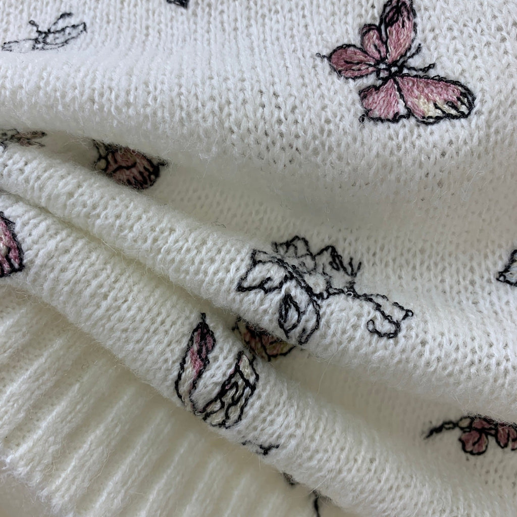 Butterfly Embroidered Stretch Knit Vest