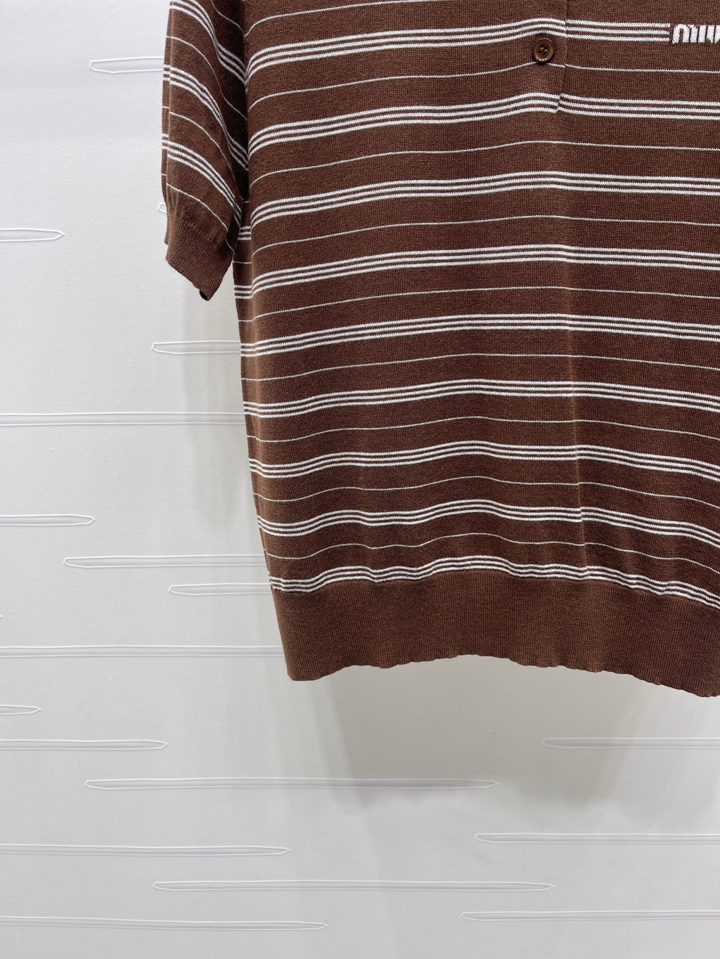 Striped Collared Knit Short-Sleeve T-Shirt