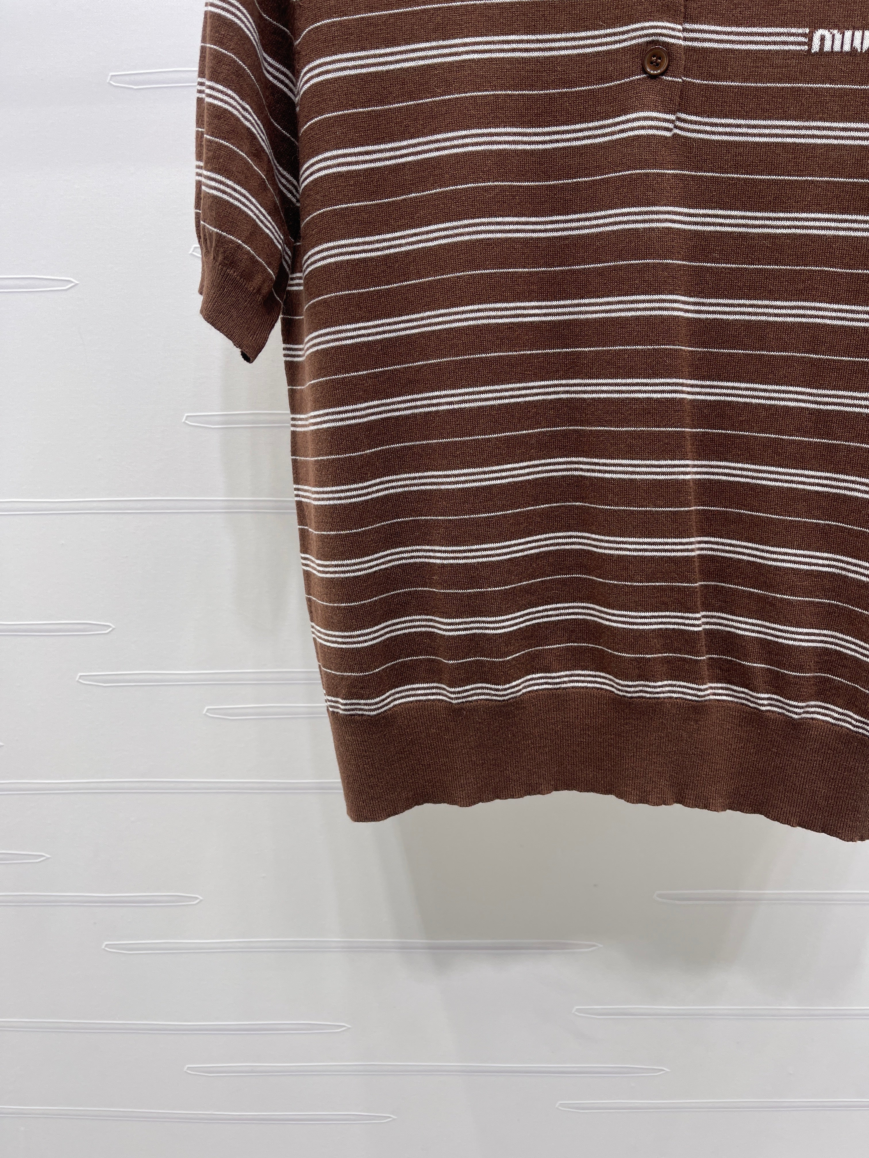 Striped Collared Knit Short-Sleeve T-Shirt