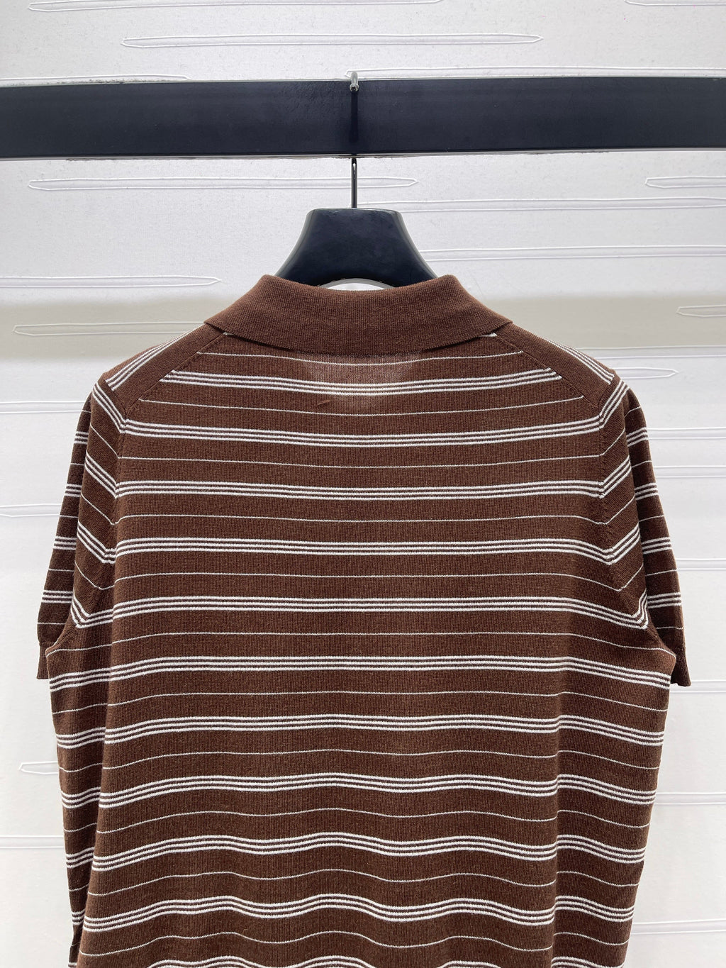 Striped Collared Knit Short-Sleeve T-Shirt