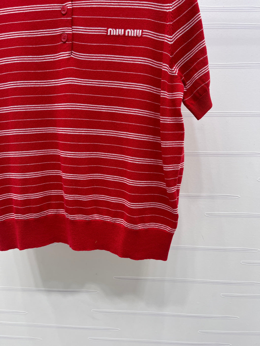 Striped Collared Knit Short-Sleeve T-Shirt
