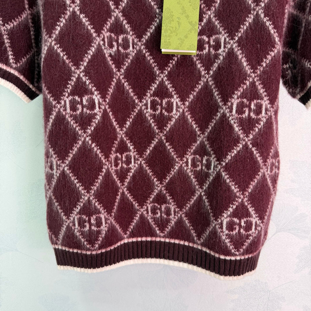 Burgundy Knit Short-Sleeve Cardigan