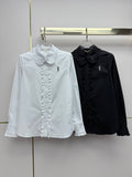 Ruffled trim long-sleeved shirt