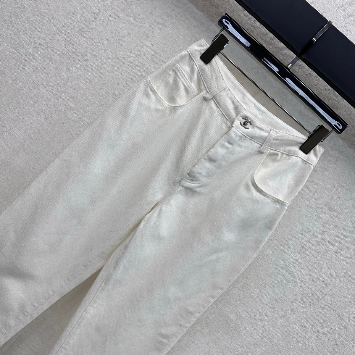 Embroidered Straight-Leg Denim Pants