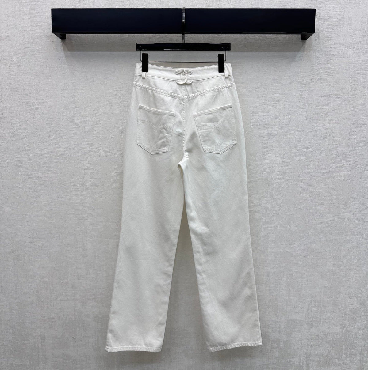 Embroidered Straight-Leg Denim Pants