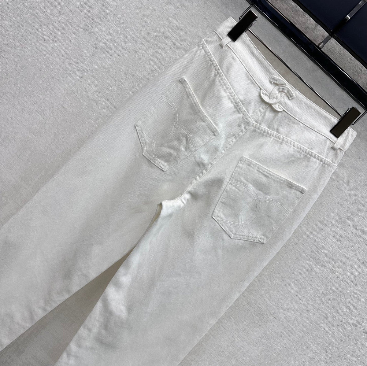 Embroidered Straight-Leg Denim Pants