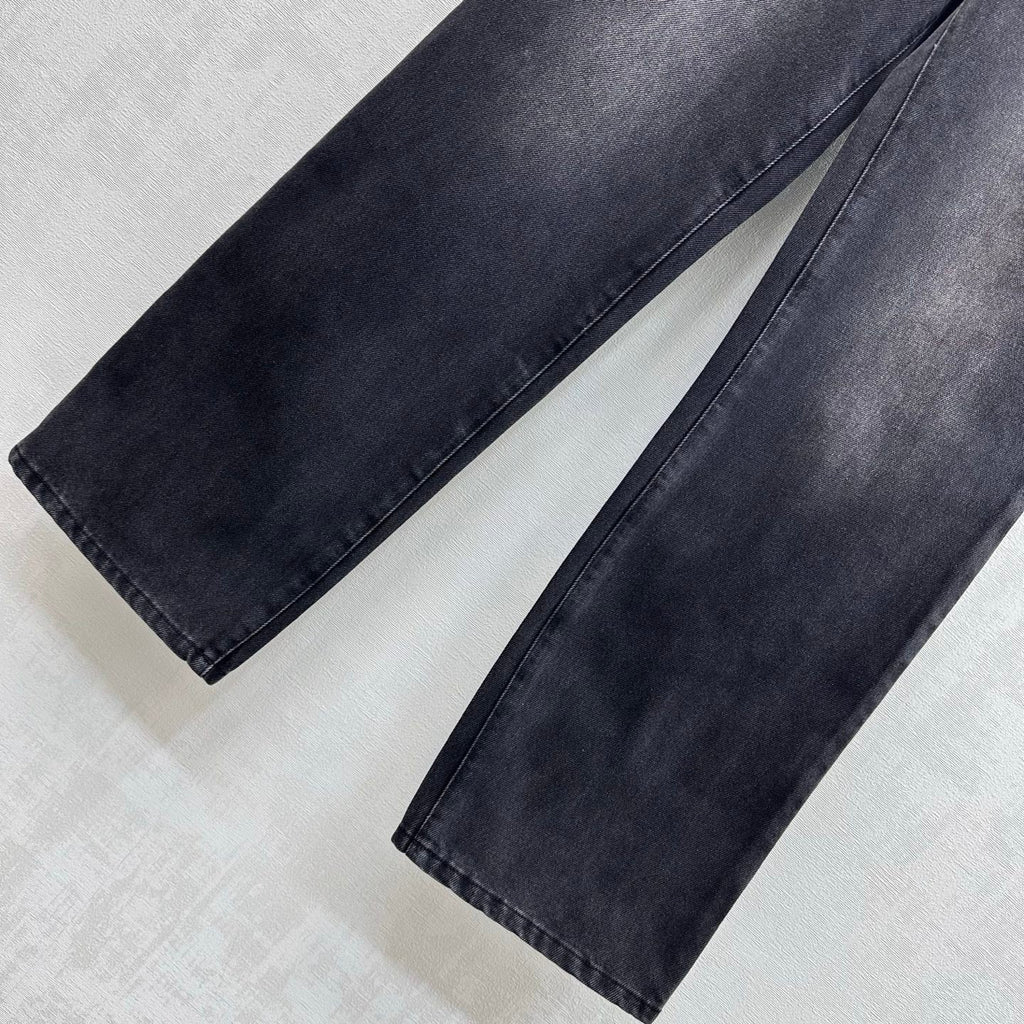 Embroidered Straight-Leg Denim Pants