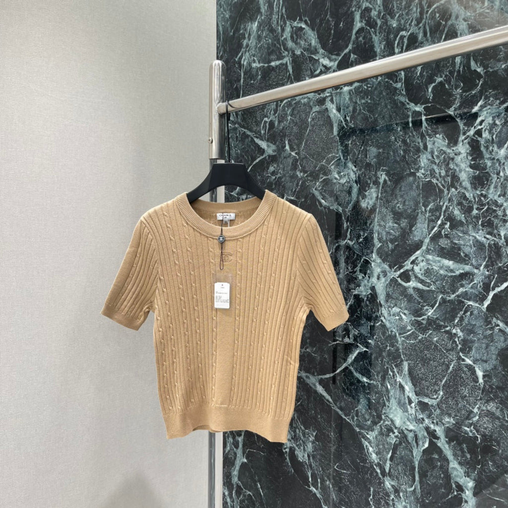 Cable Knit Short-Sleeve Top