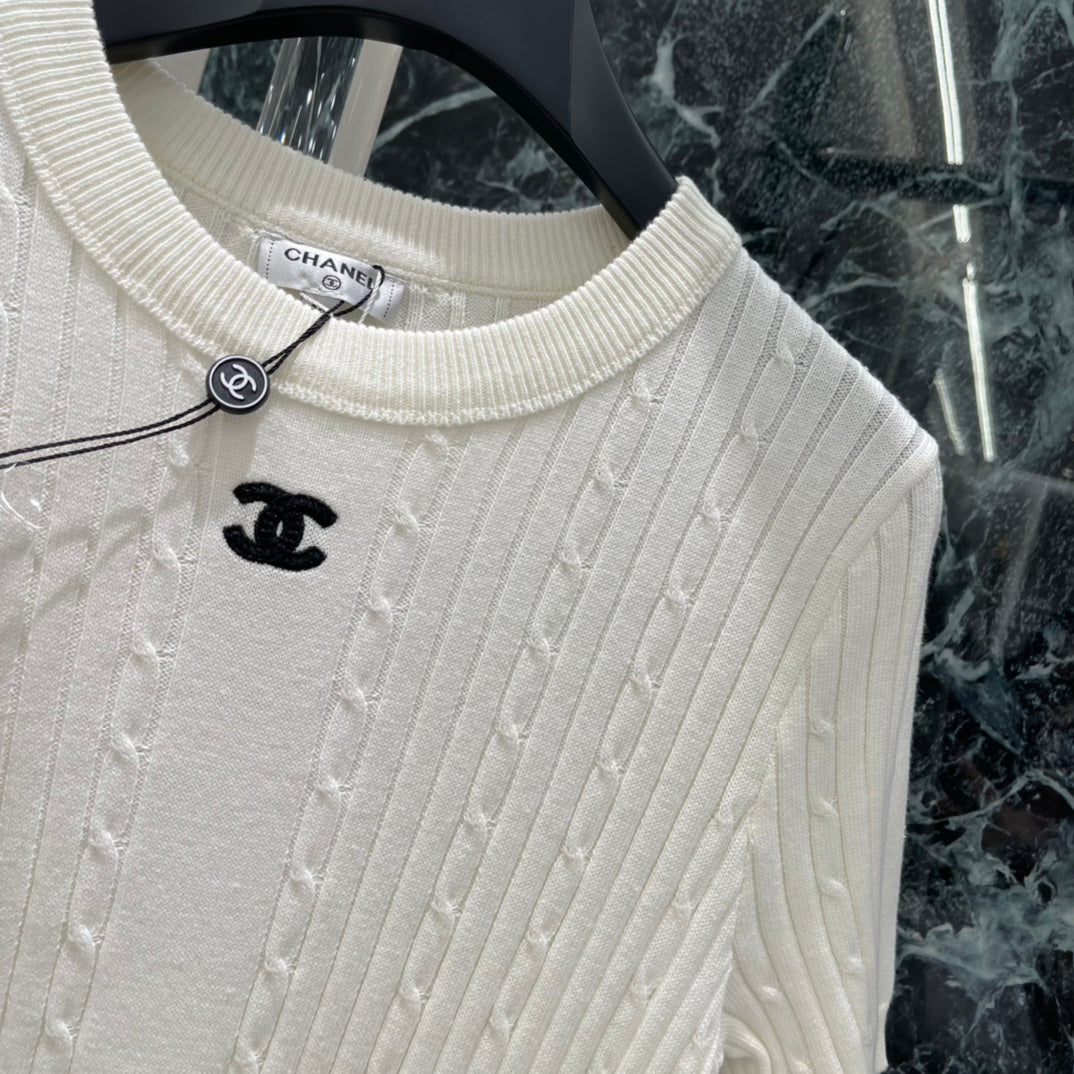 Cable Knit Short-Sleeve Top