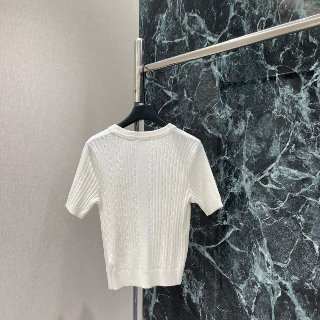 Cable Knit Short-Sleeve Top