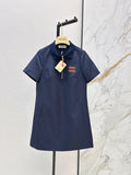 Letter-Embellished Collared Dress
