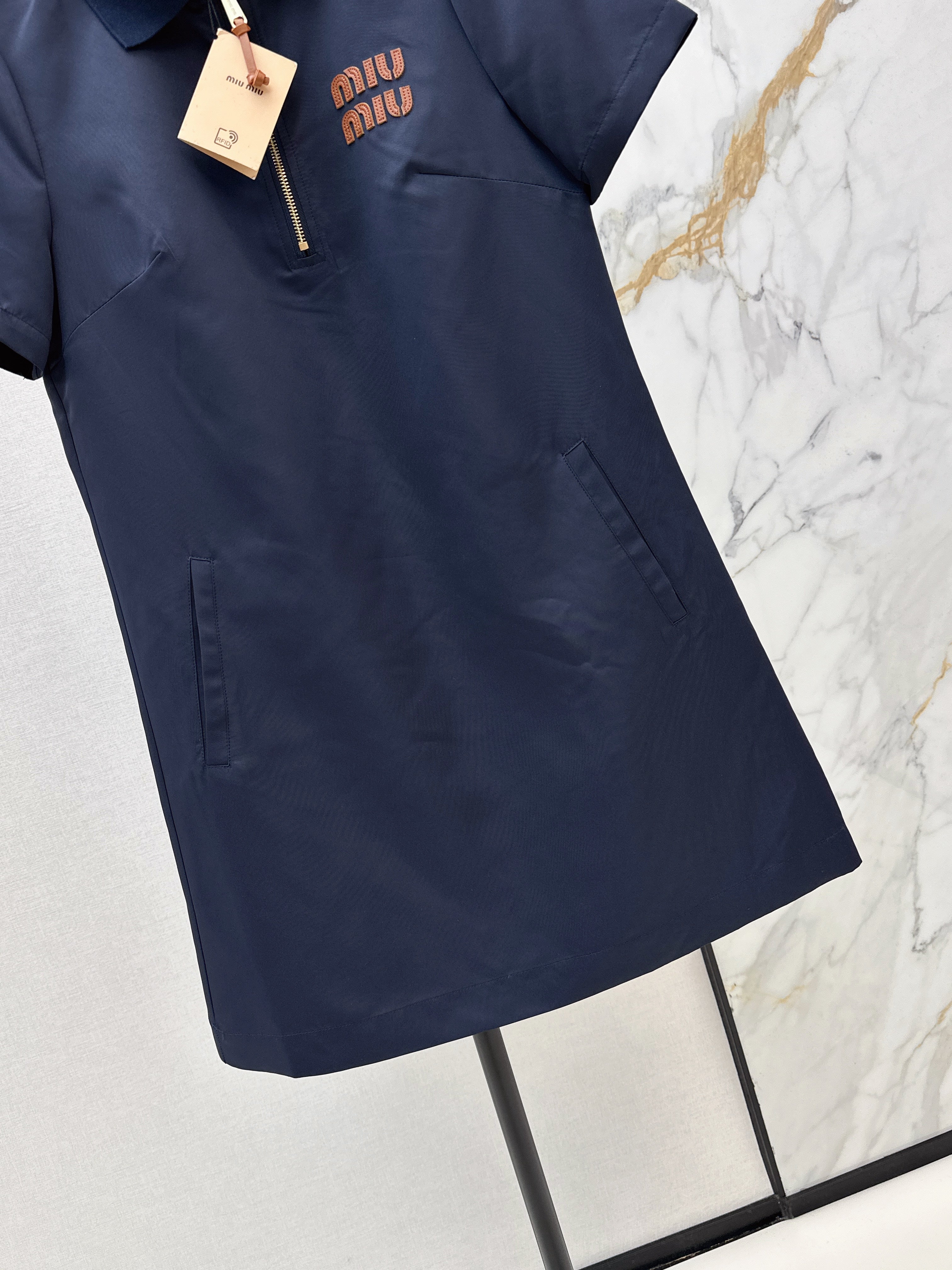Letter-Embellished Collared Dress