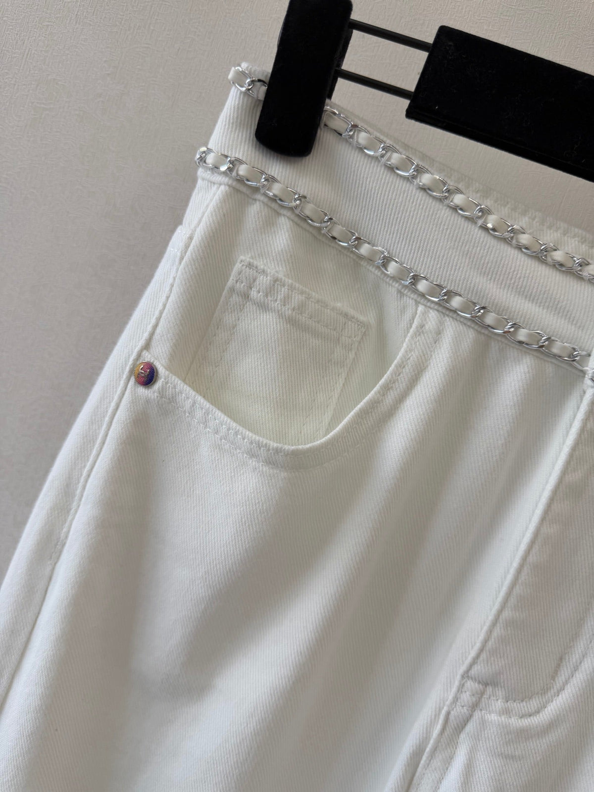 Straight-Leg Trousers with Chain Belt