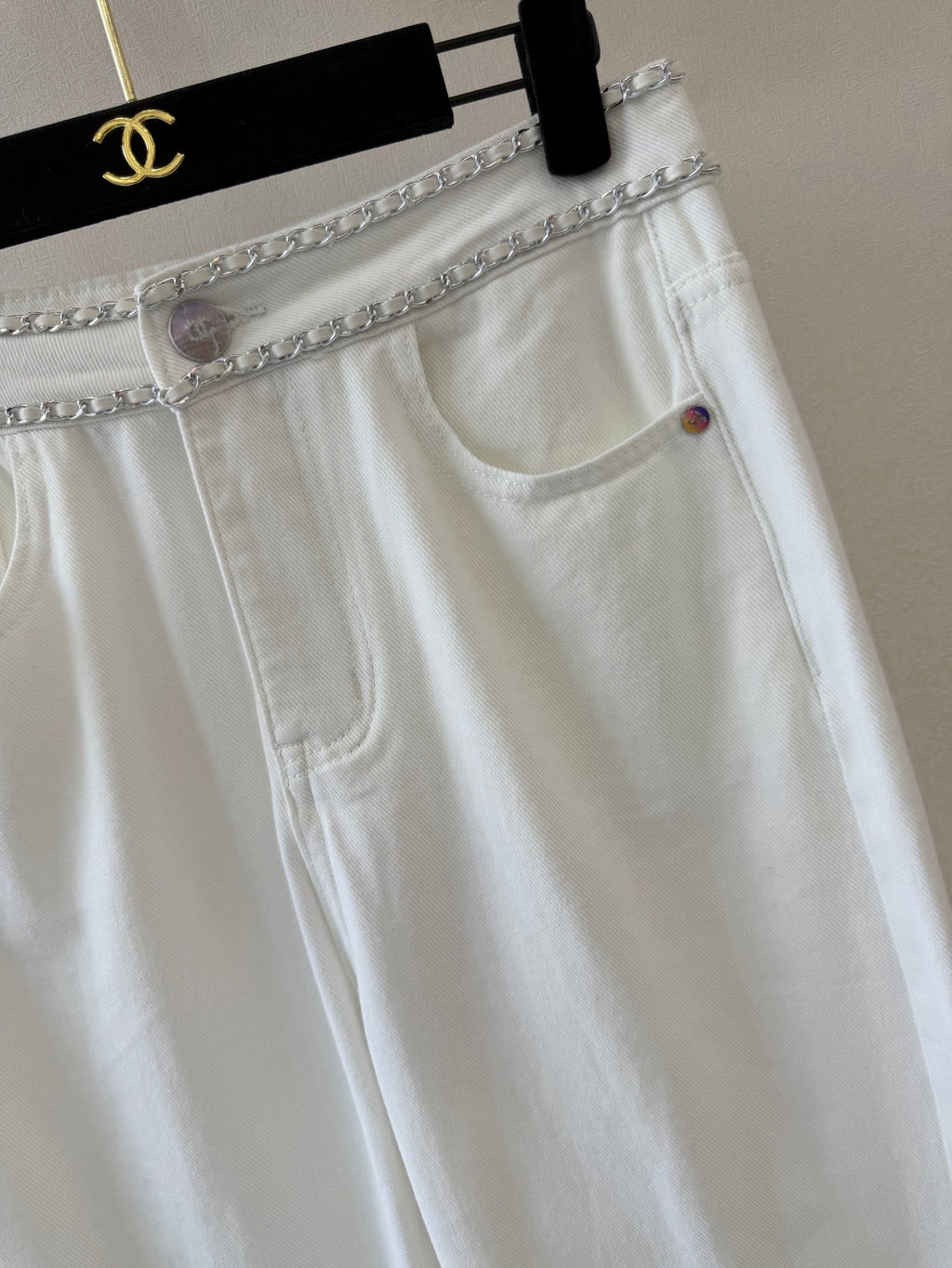 Straight-Leg Trousers with Chain Belt