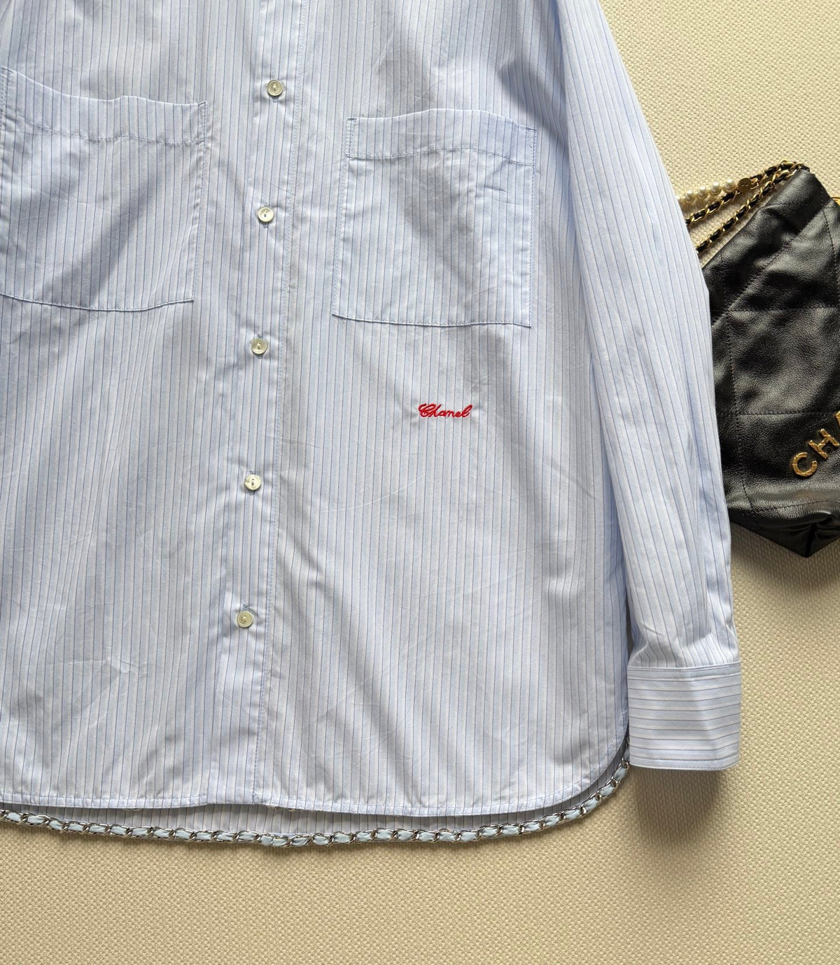 Light Blue Striped Long Shirt