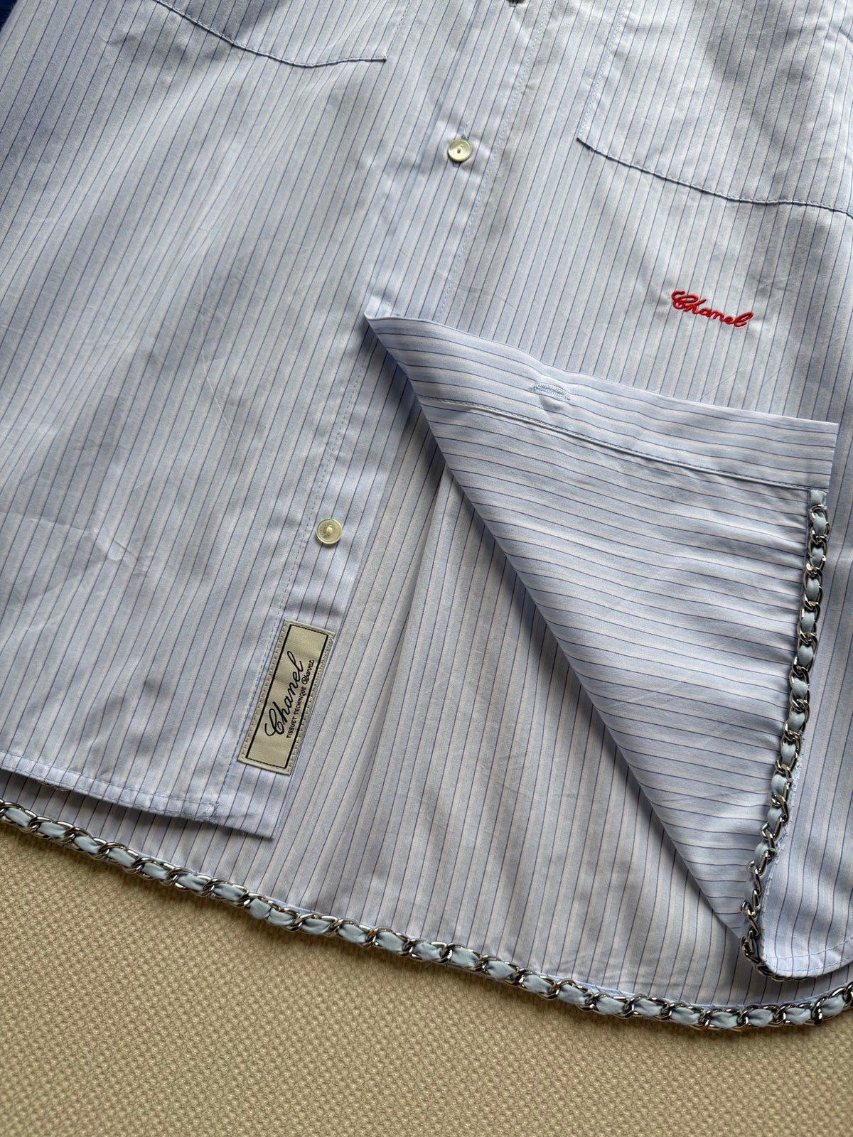 Light Blue Striped Long Shirt