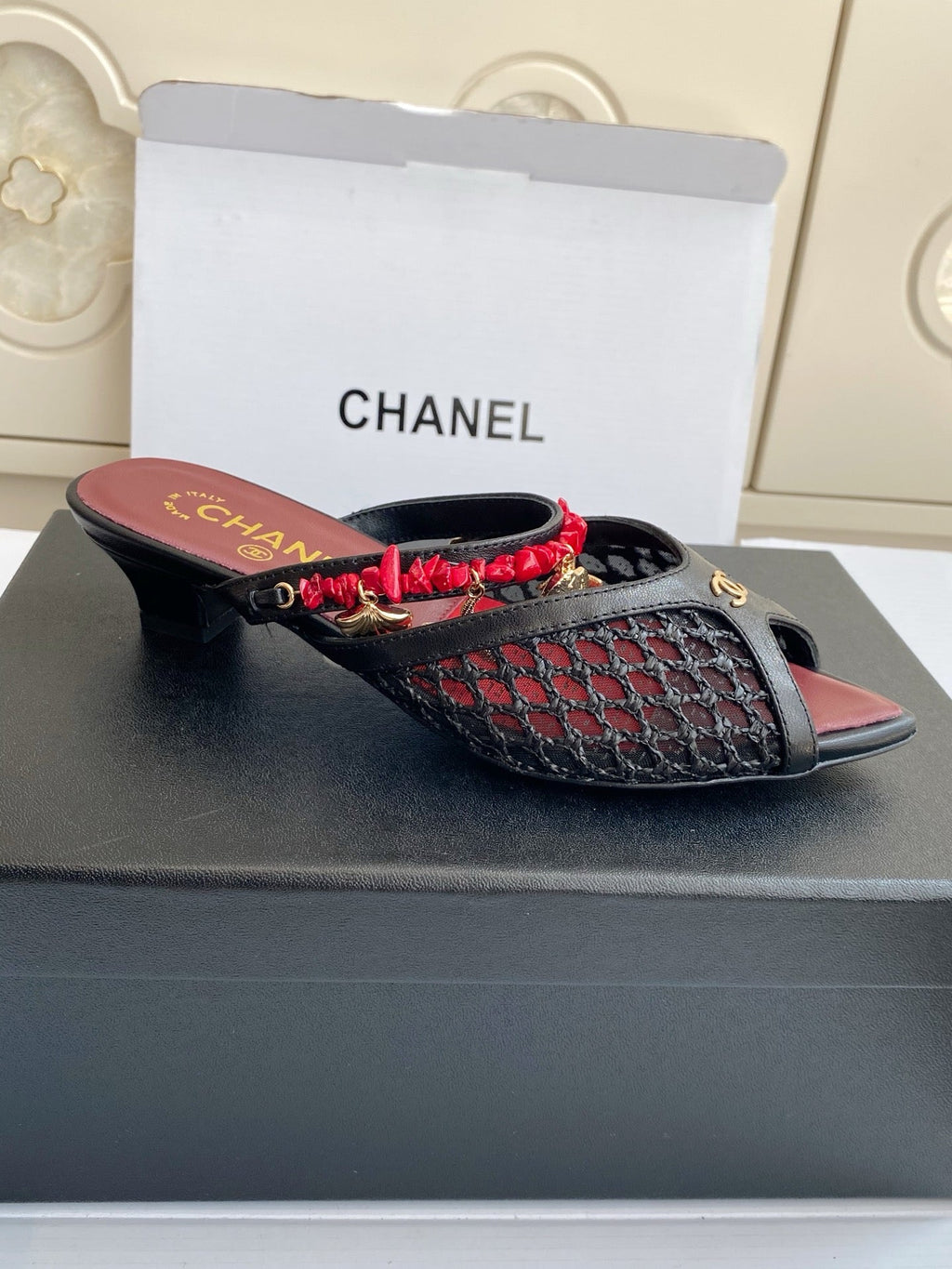 Pointed-toe peep-toe chunky-heeled sandals3.5cm