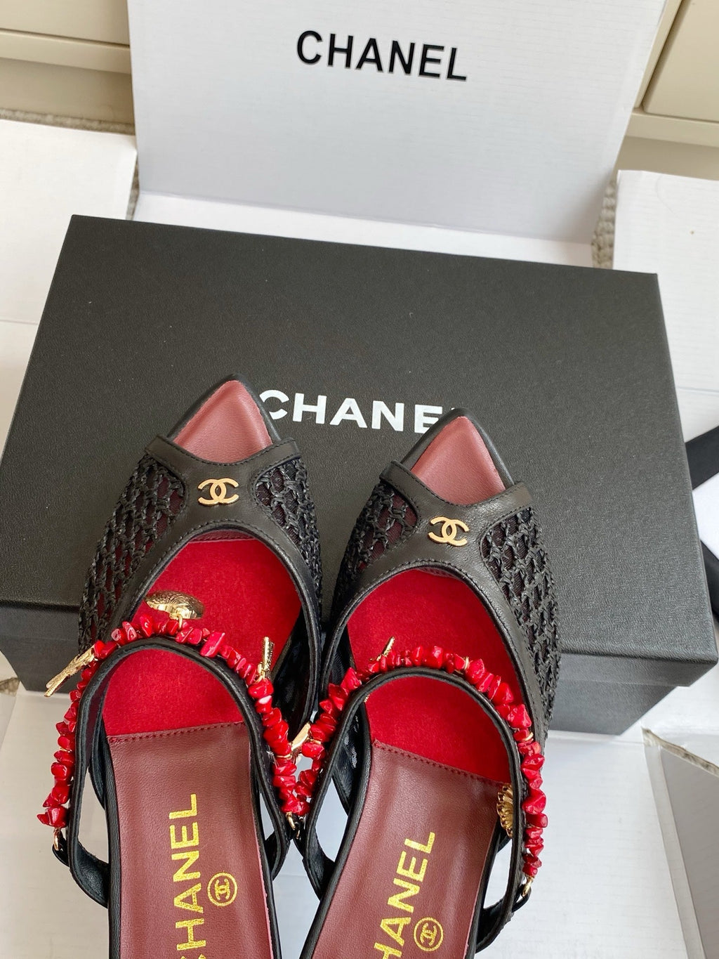 Pointed-toe peep-toe chunky-heeled sandals3.5cm
