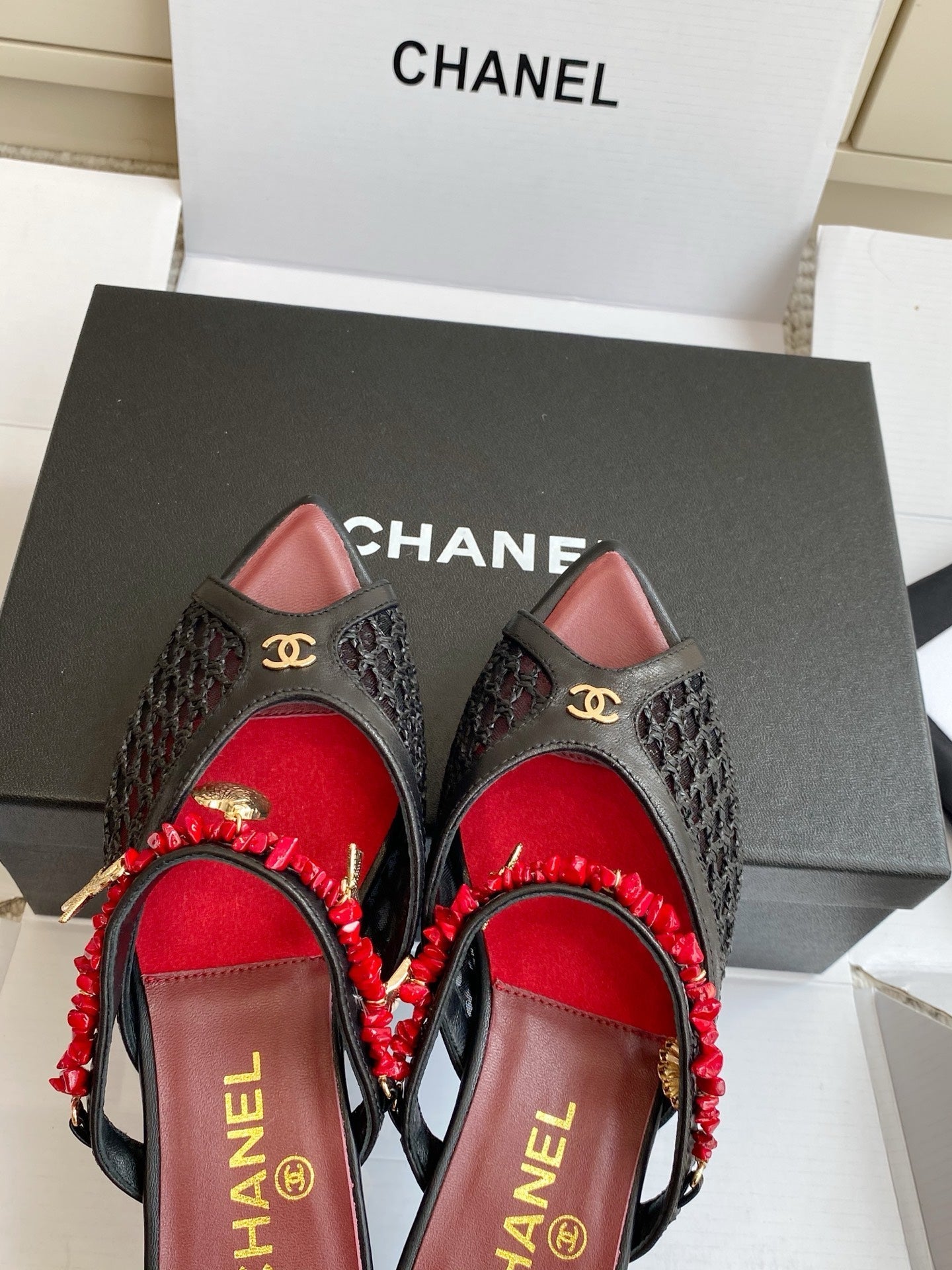 Pointed-toe peep-toe chunky-heeled sandals3.5cm
