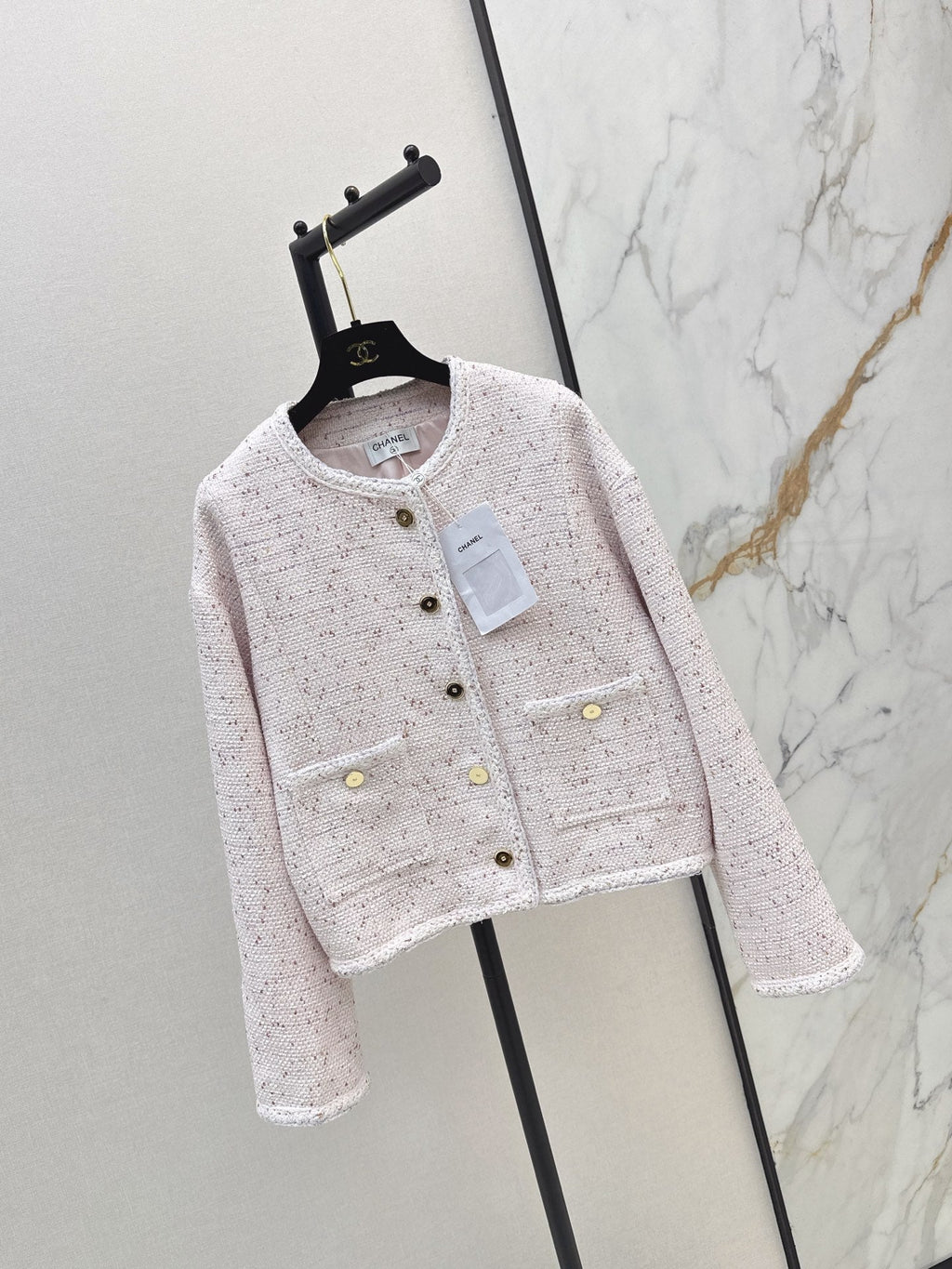 Elegant Woven Crew Neck Jacket