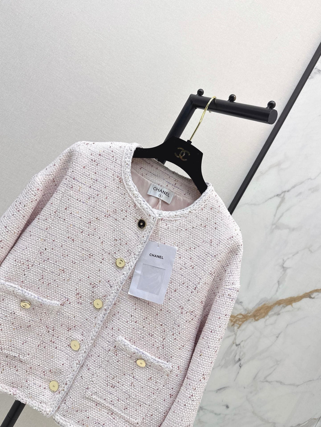 Elegant Woven Crew Neck Jacket