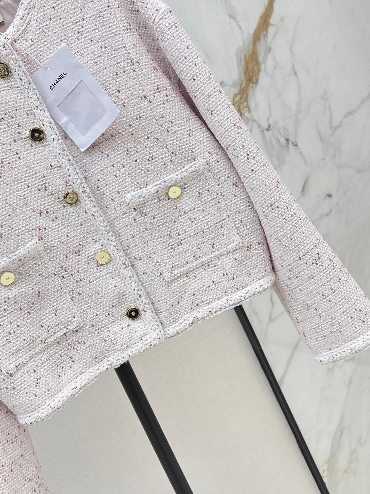 Elegant Woven Crew Neck Jacket