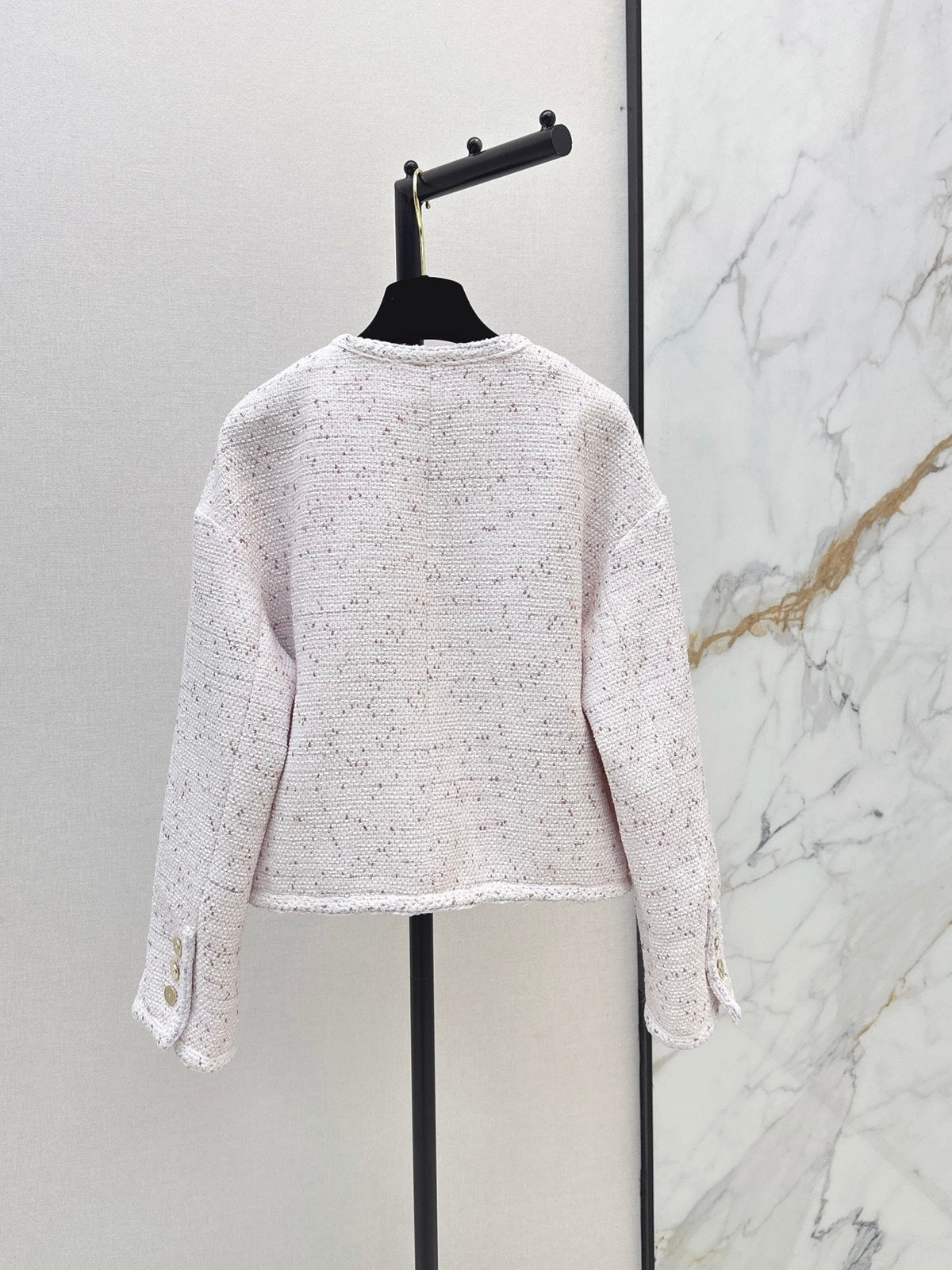 Elegant Woven Crew Neck Jacket