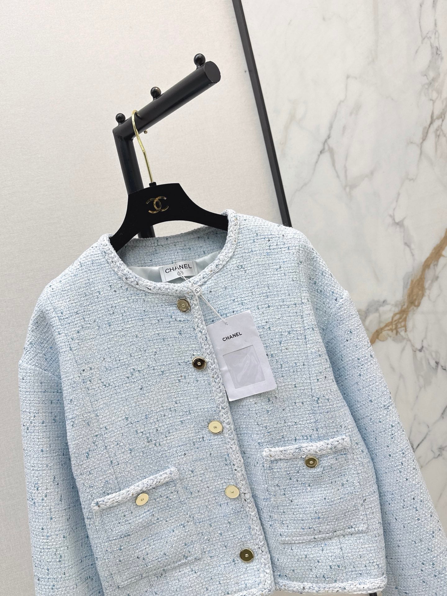 Elegant Woven Crew Neck Jacket