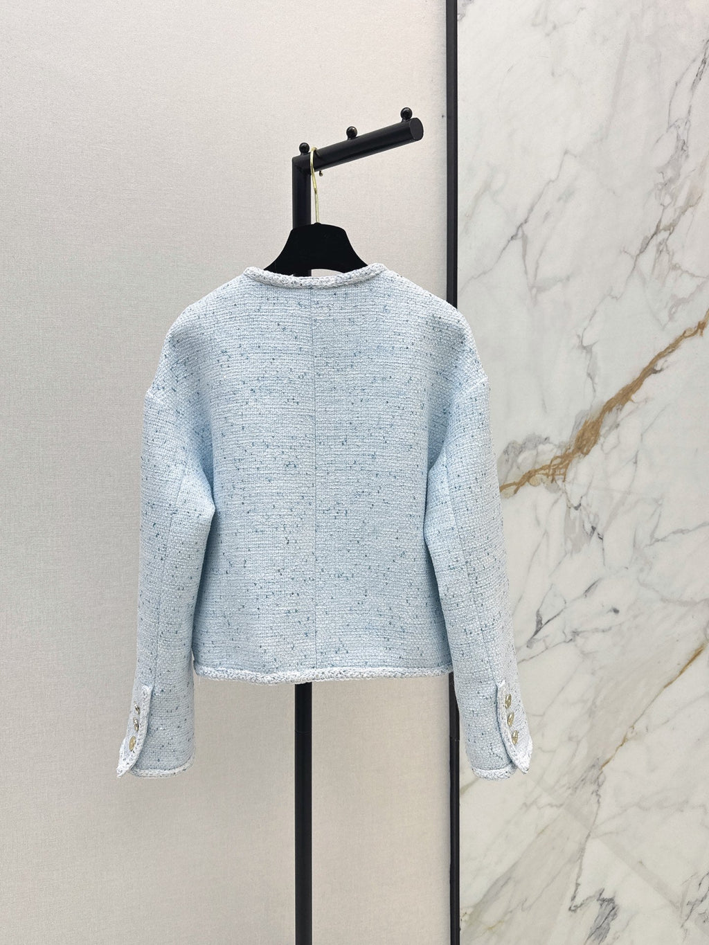 Elegant Woven Crew Neck Jacket