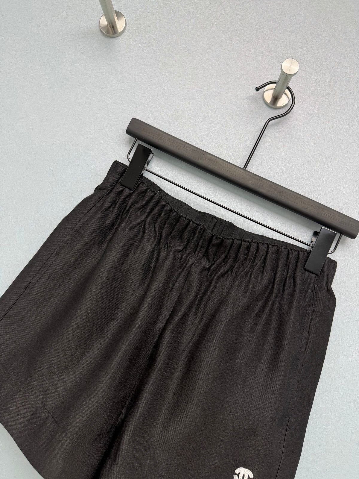 Satin Elastic Waist Embroidered Shorts