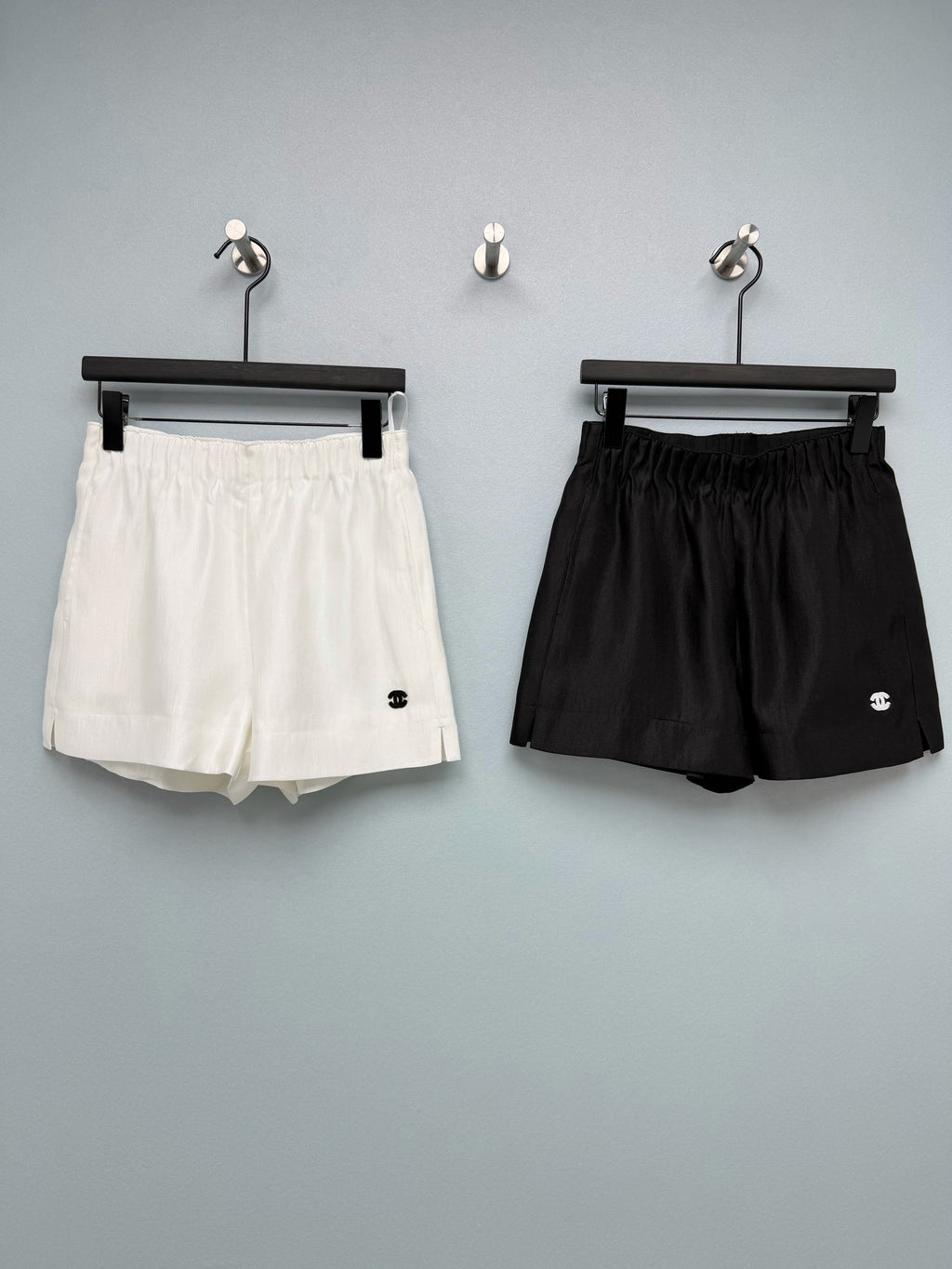 Satin Elastic Waist Embroidered Shorts
