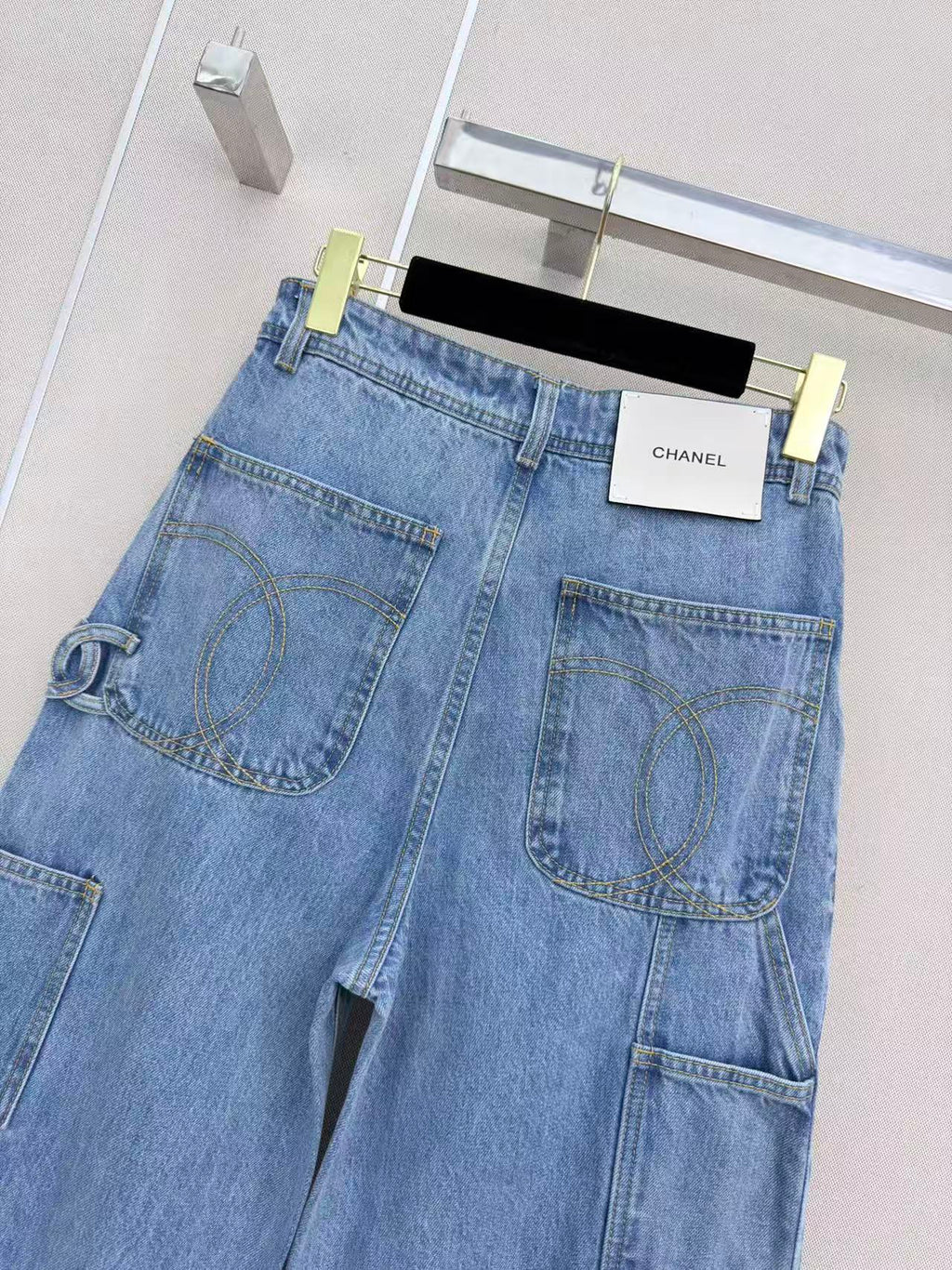 Straight-leg utility jeans