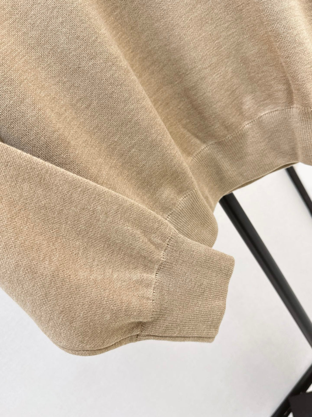 Beige Half-Zip Knit Top
