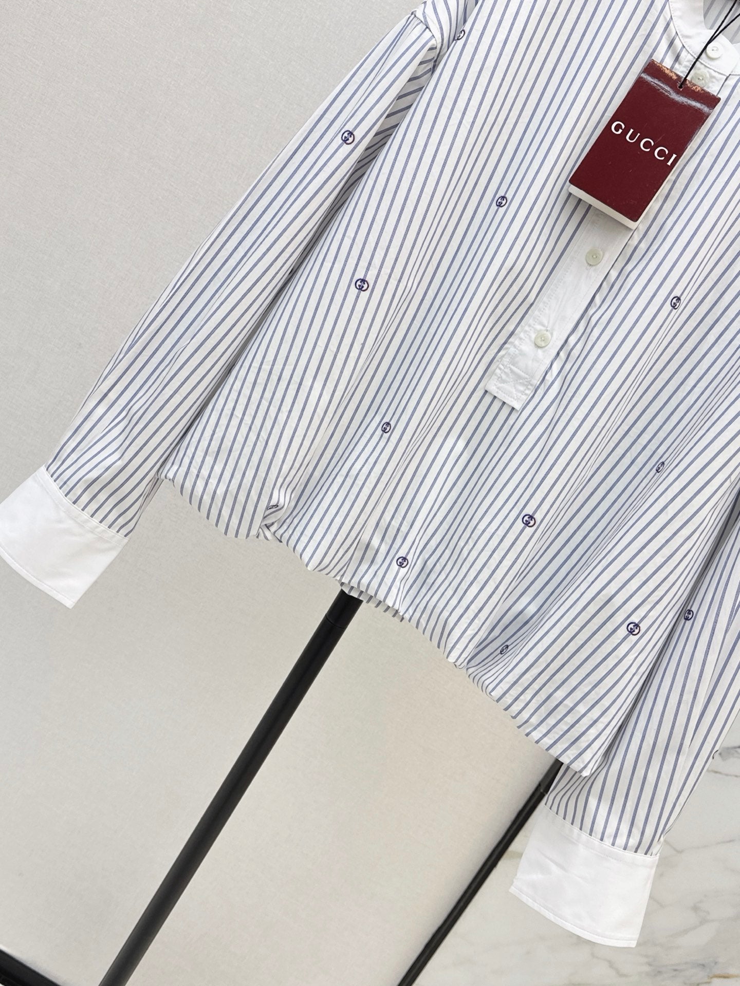 Gucci/Loose-fit striped shirt with a classic collar